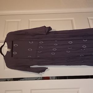 Slate blue kimono embroidery detail